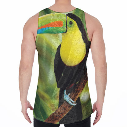 Keel-Billed Toucan Print Men's Velvet Tank Top