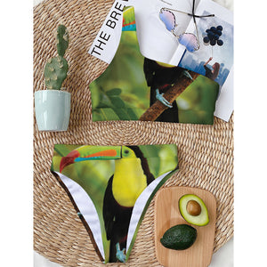 Keel-Billed Toucan Print One Shoulder Bikini Top