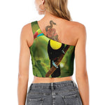 Keel-Billed Toucan Print One Shoulder Crop Top