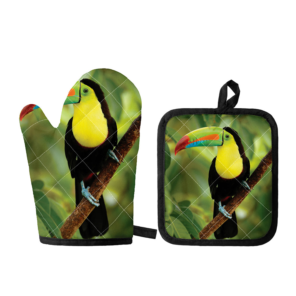 Keel-Billed Toucan Print Oven Mitt And Pot Holder Set