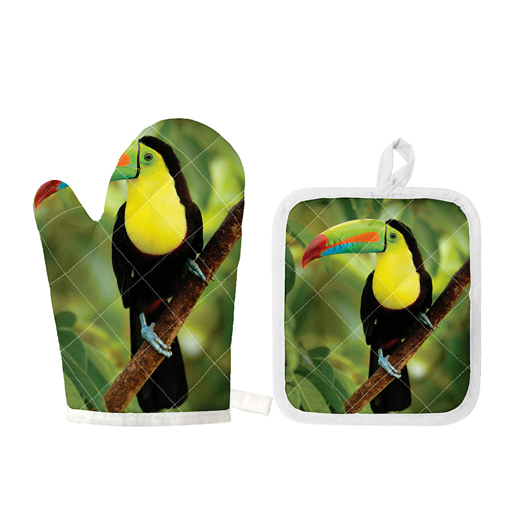 Keel-Billed Toucan Print Oven Mitt And Pot Holder Set