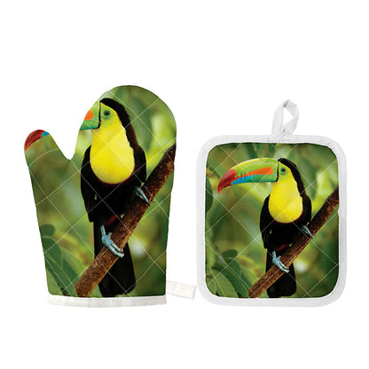 Keel-Billed Toucan Print Oven Mitt And Pot Holder Set