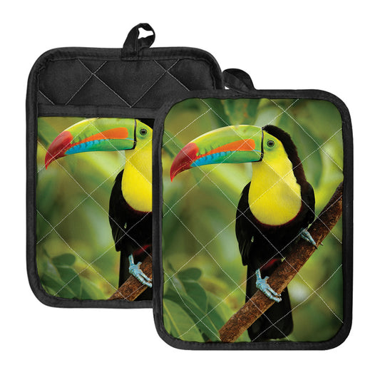 Keel-Billed Toucan Print Pot Holders With Pocket