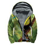 Keel-Billed Toucan Print Sherpa Lined Zip Up Hoodie