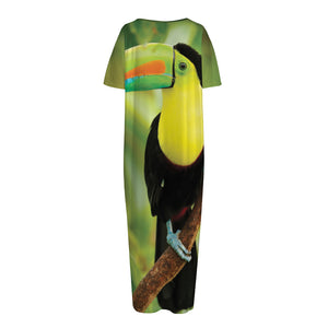 Keel-Billed Toucan Print Short Sleeve Long Nightdress