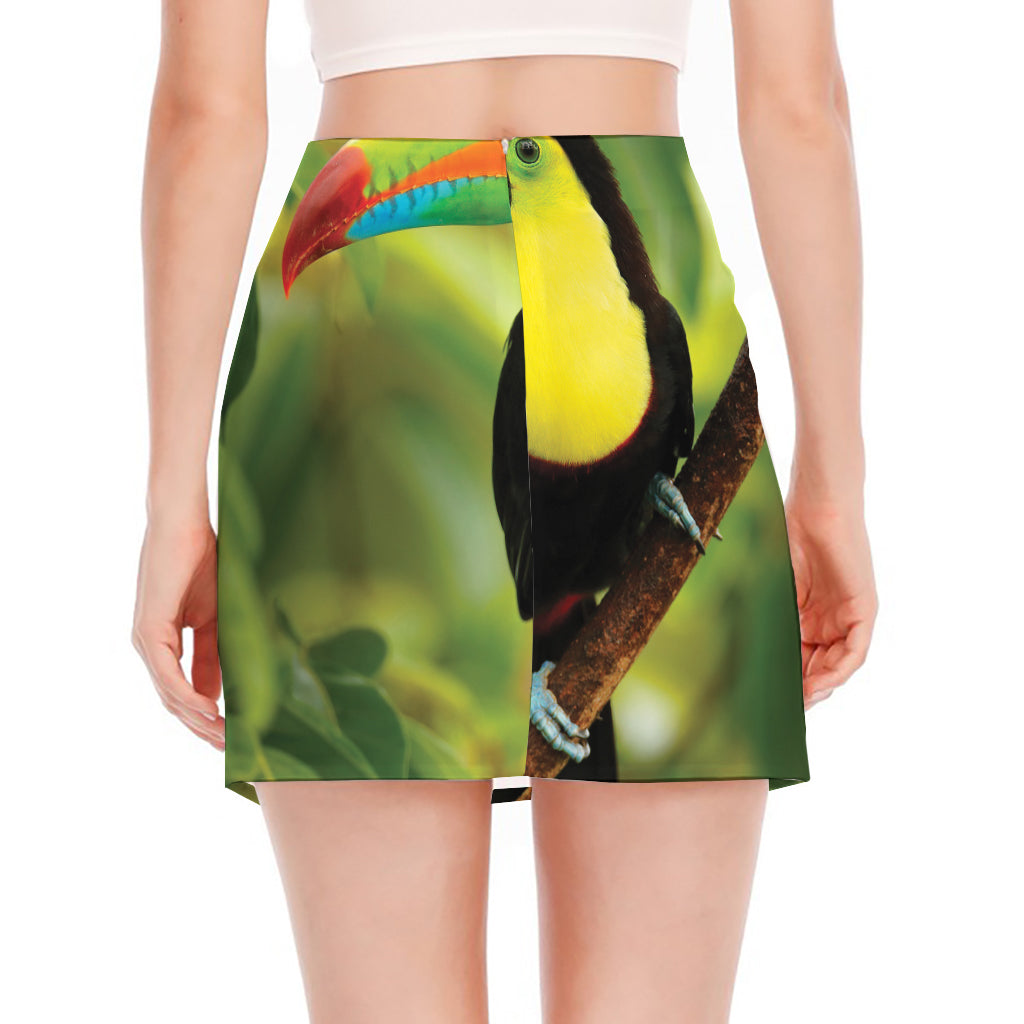 Keel-Billed Toucan Print Side Slit Mini Skirt