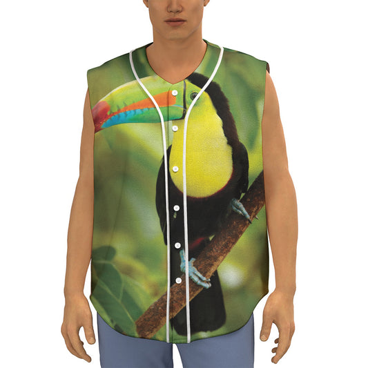 Keel-Billed Toucan Print Sleeveless Baseball Jersey