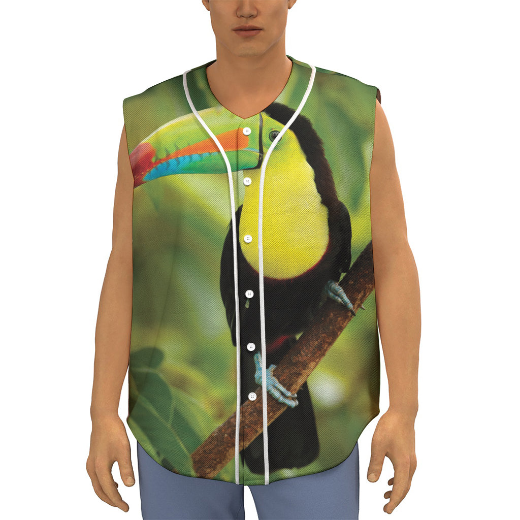 Keel-Billed Toucan Print Sleeveless Baseball Jersey