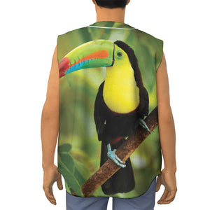 Keel-Billed Toucan Print Sleeveless Baseball Jersey