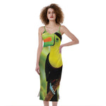 Keel-Billed Toucan Print Slim Fit Midi Cami Dress