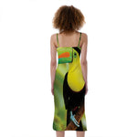 Keel-Billed Toucan Print Slim Fit Midi Cami Dress