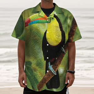 Keel-Billed Toucan Print Textured Short Sleeve Shirt