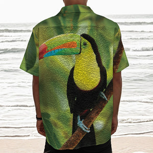 Keel-Billed Toucan Print Textured Short Sleeve Shirt