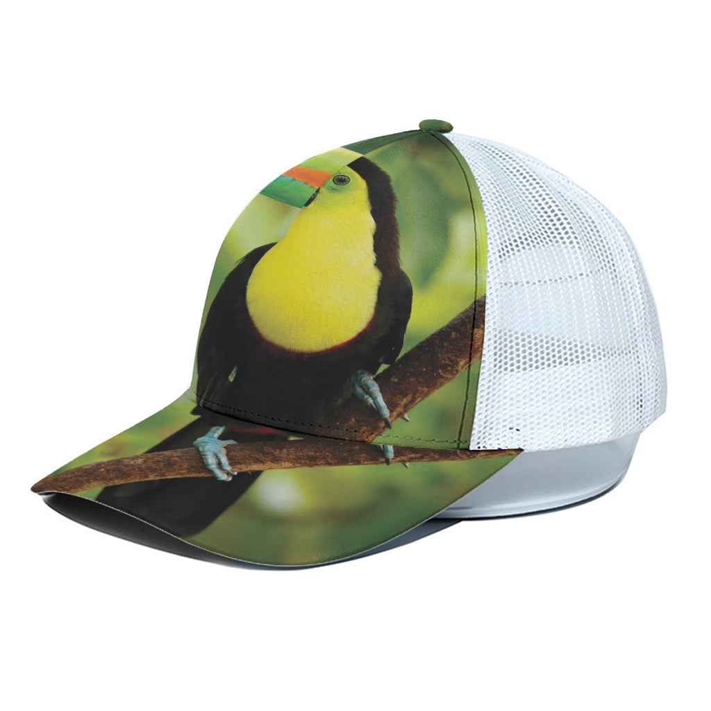 Keel-Billed Toucan Print White Mesh Trucker Cap
