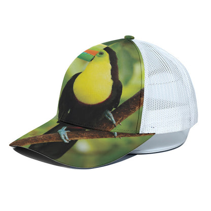 Keel-Billed Toucan Print White Mesh Trucker Cap