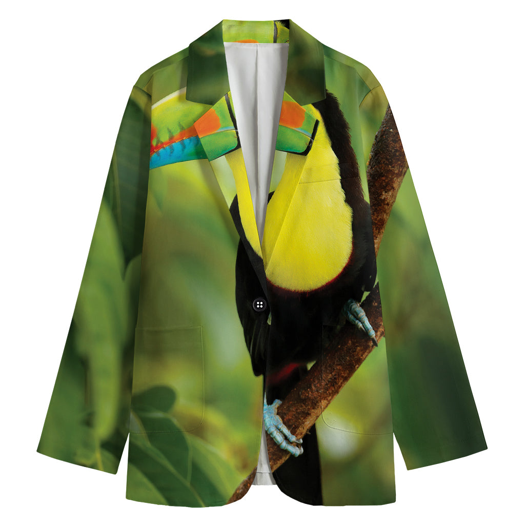 Keel-Billed Toucan Print Women's Cotton Blazer