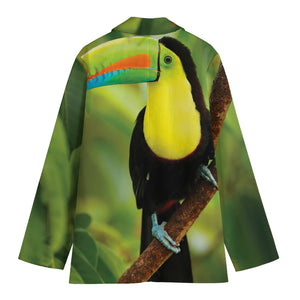 Keel-Billed Toucan Print Women's Cotton Blazer