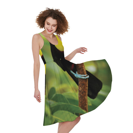 Keel-Billed Toucan Print Women's Sleeveless Dress