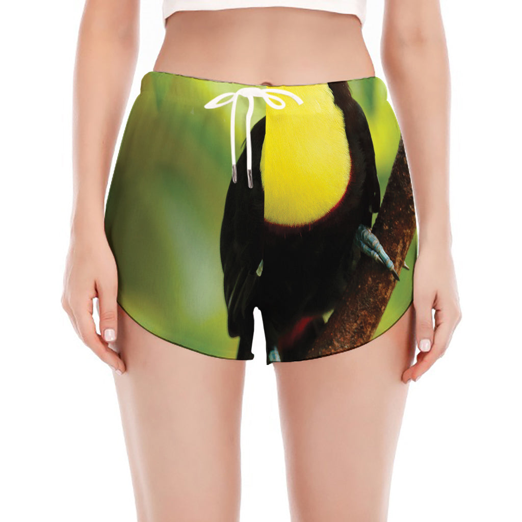 Keel-Billed Toucan Print Women's Split Running Shorts