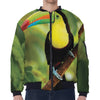 Keel-Billed Toucan Print Zip Sleeve Bomber Jacket