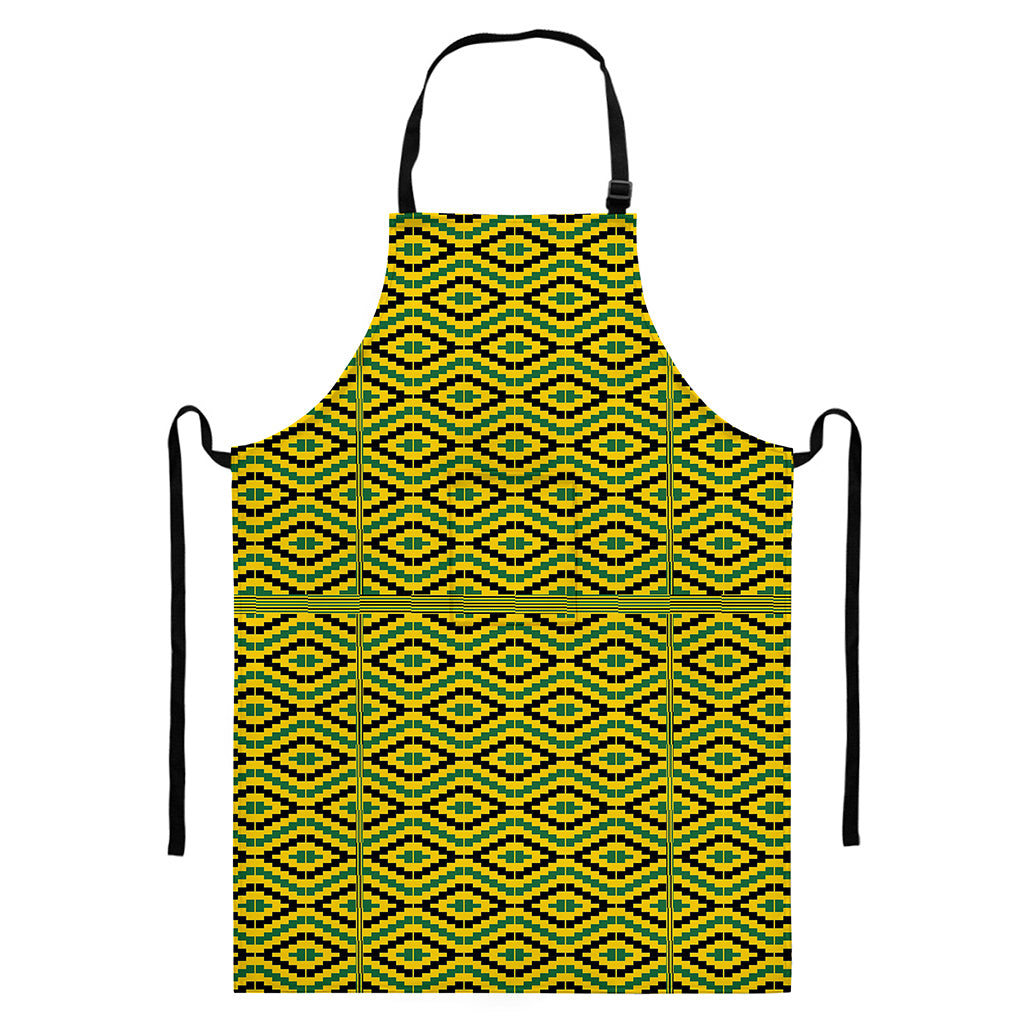 Kente African Pattern Print Bib Apron With Pocket