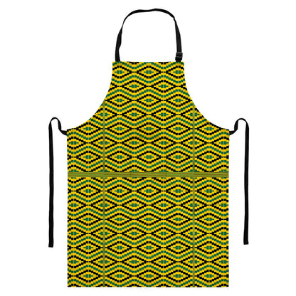 Kente African Pattern Print Bib Apron With Pocket