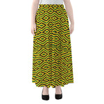 Kente African Pattern Print Chiffon Maxi Skirt