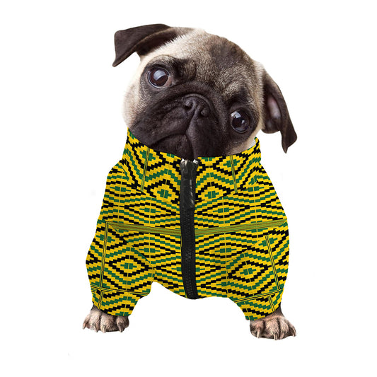 Kente African Pattern Print Dog Zip Up Jacket