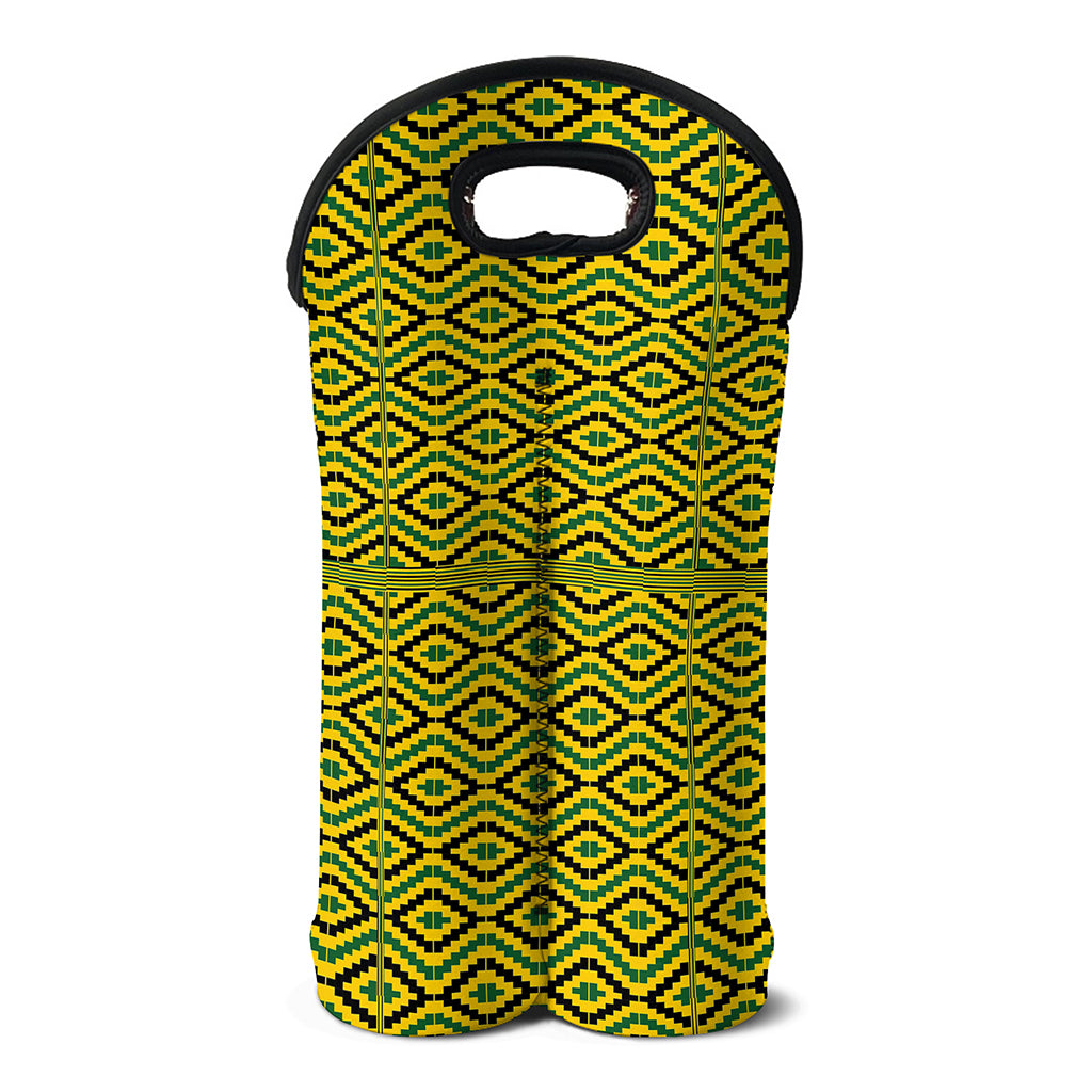 Kente African Pattern Print Double Neoprene Wine Tote