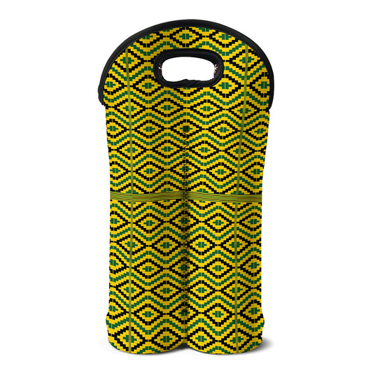 Kente African Pattern Print Double Neoprene Wine Tote