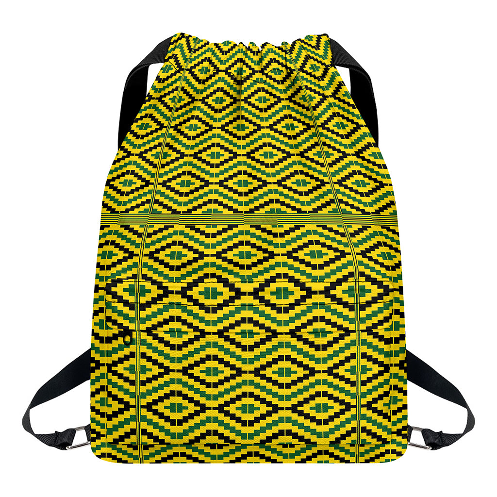 Kente African Pattern Print Drawstring Backpack