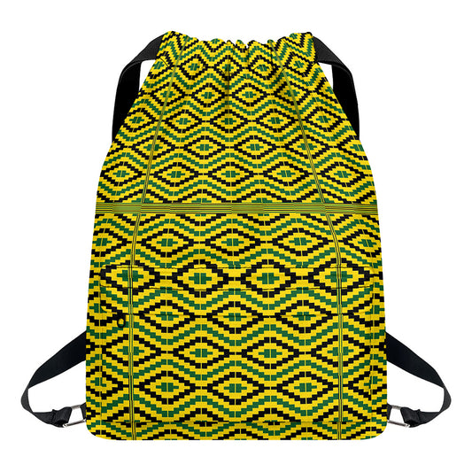 Kente African Pattern Print Drawstring Backpack