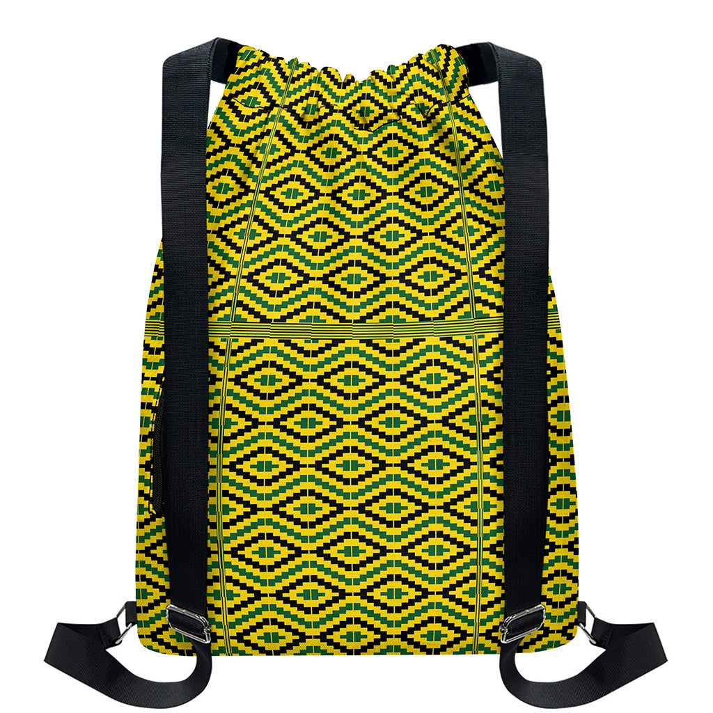 Kente African Pattern Print Drawstring Backpack