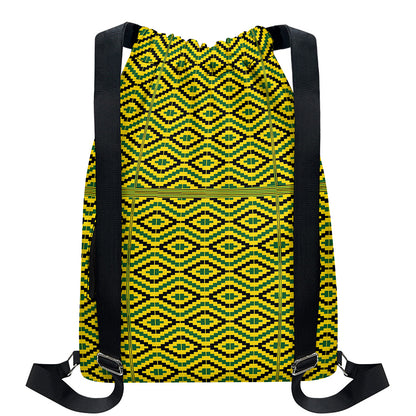 Kente African Pattern Print Drawstring Backpack
