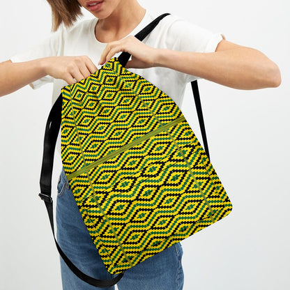 Kente African Pattern Print Drawstring Backpack