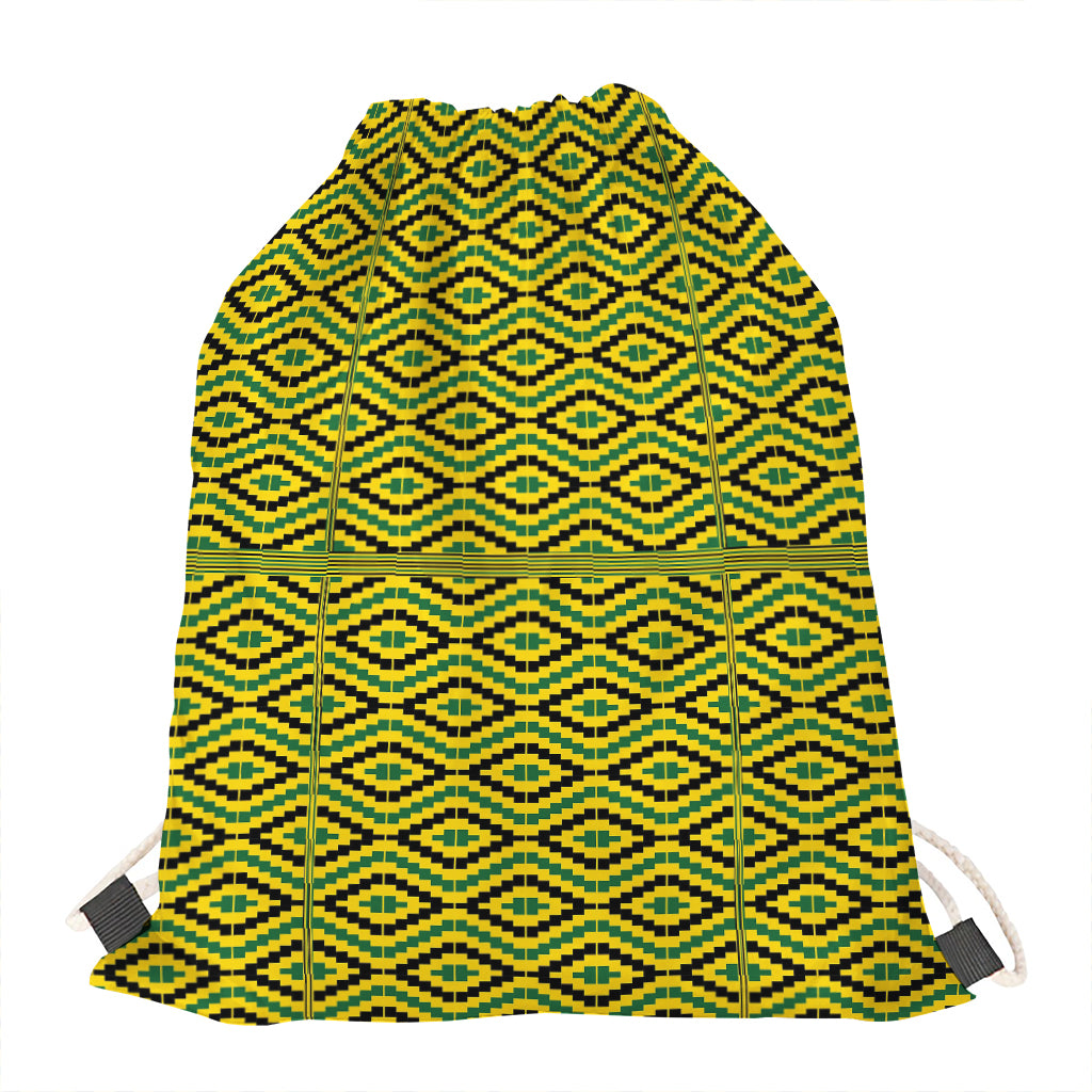 Kente African Pattern Print Drawstring Bag