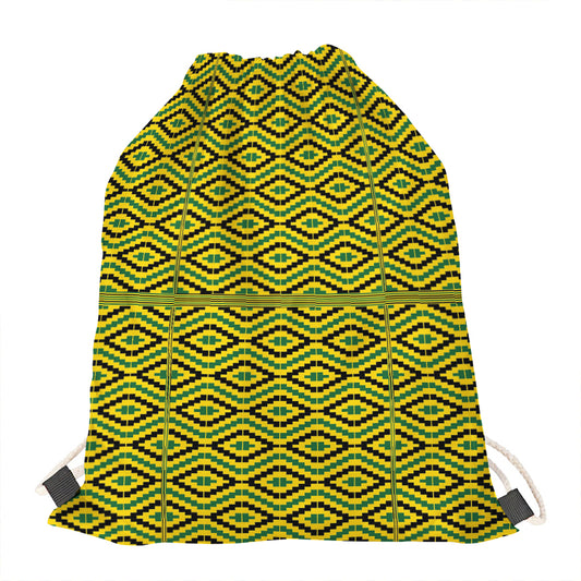Kente African Pattern Print Drawstring Bag
