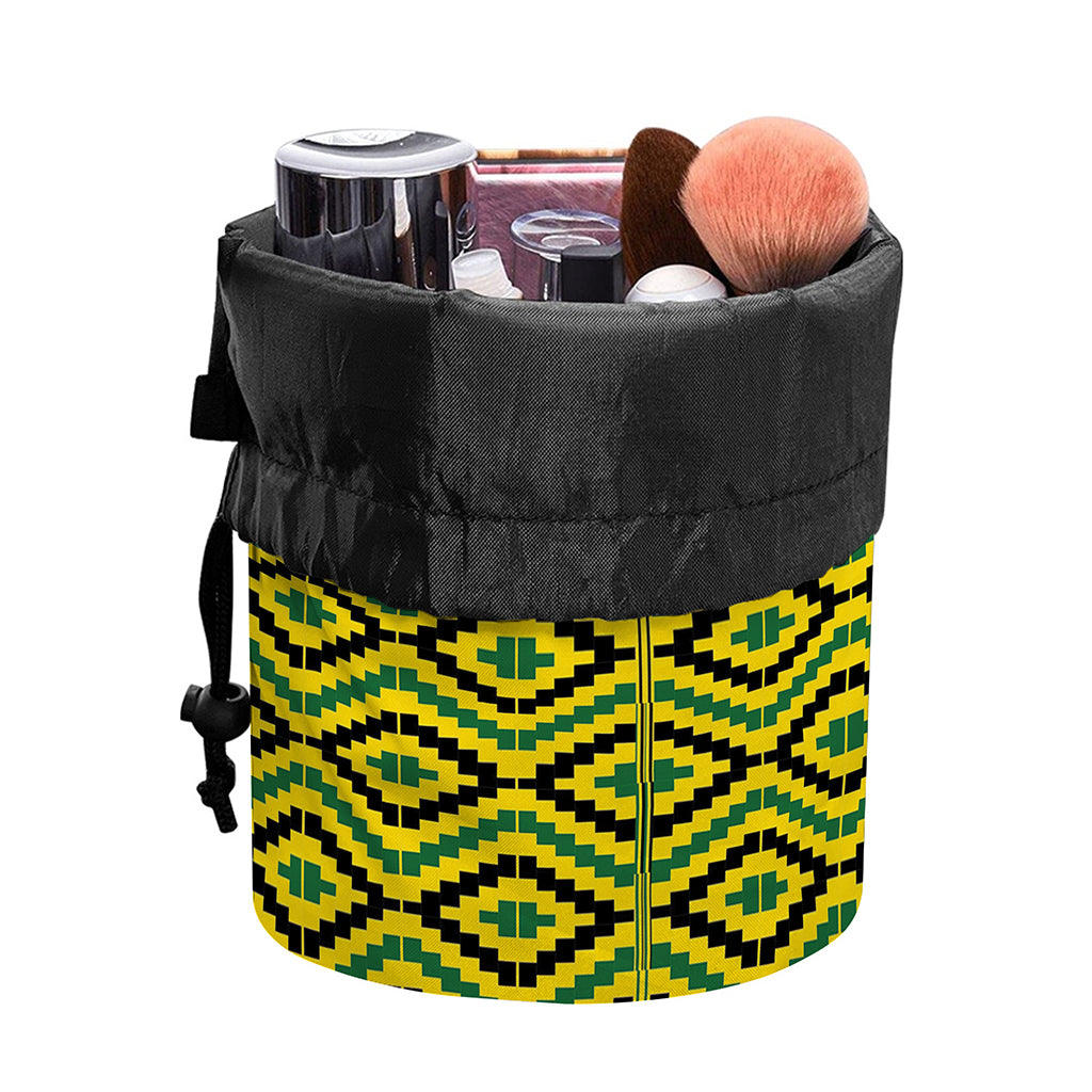 Kente African Pattern Print Drawstring Makeup Bag