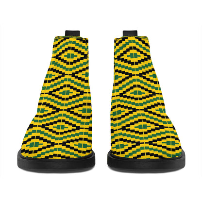 Kente African Pattern Print Flat Ankle Boots