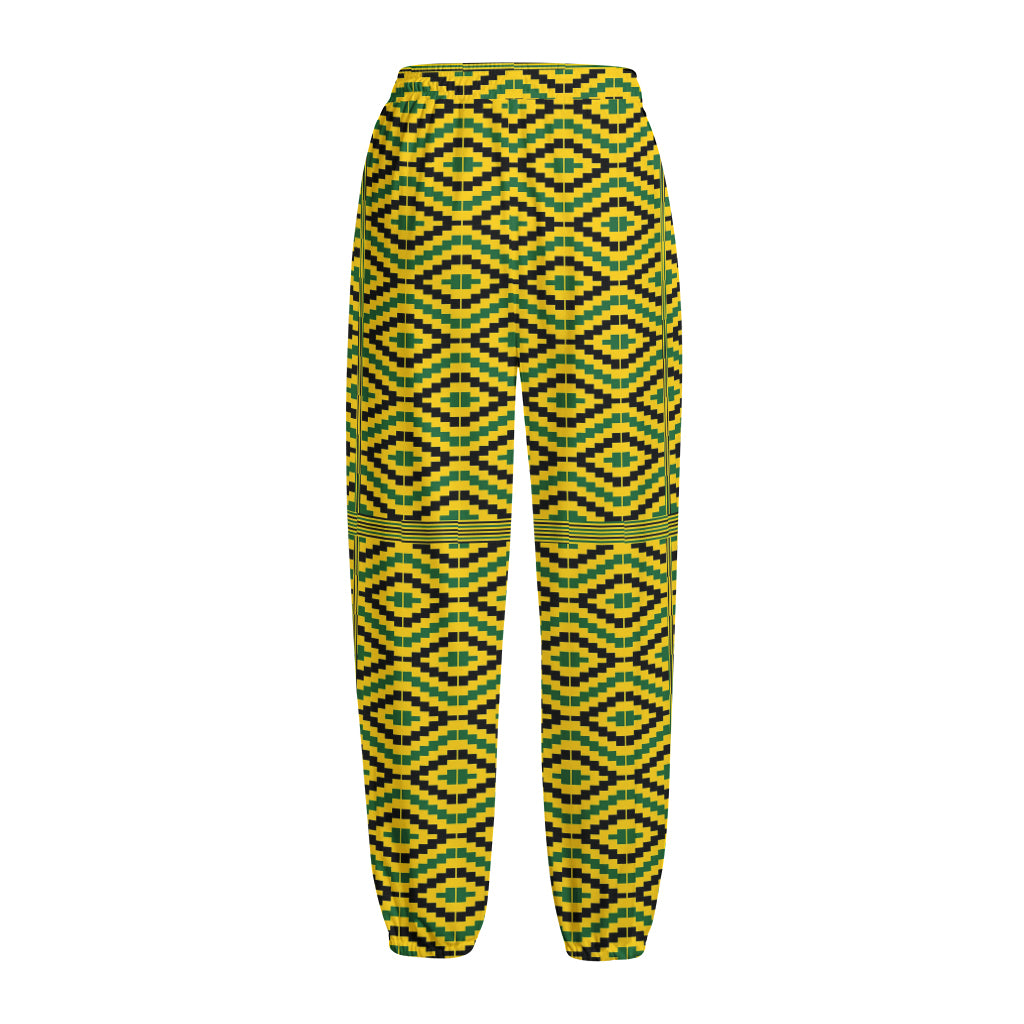 Kente African Pattern Print Fleece Lined Knit Pants