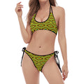Kente African Pattern Print Halter Scoop Tie Side Bikini