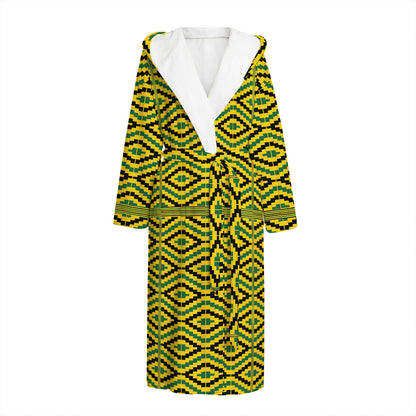 Kente African Pattern Print Hooded Bathrobe