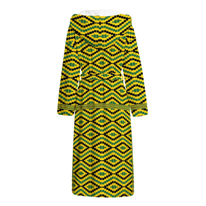 Kente African Pattern Print Hooded Bathrobe