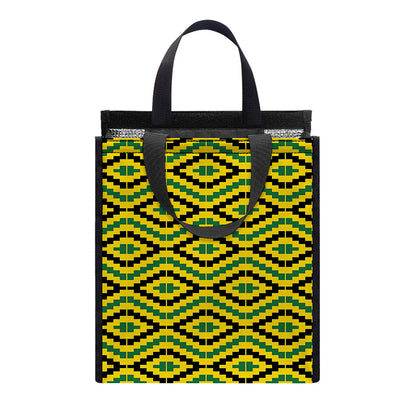 Kente African Pattern Print Insulated Lunch Tote