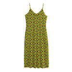 Kente African Pattern Print Jersey Midi Cami Dress