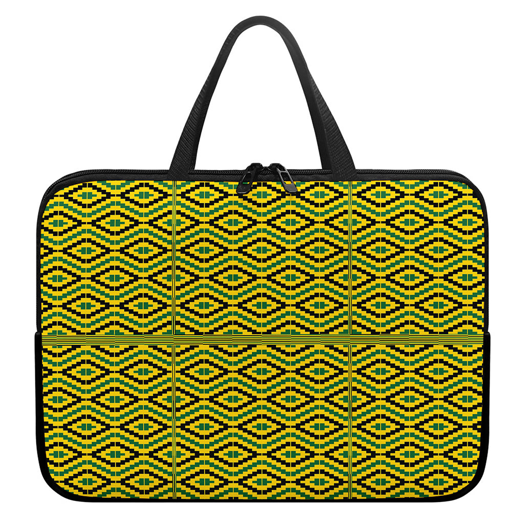 Kente African Pattern Print Laptop Sleeve With Handle