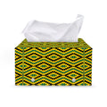Kente African Pattern Print Leather Tissue Box Cover