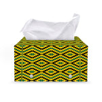 Kente African Pattern Print Leather Tissue Box Cover