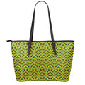 Kente African Pattern Print Leather Tote Bag With Zipper