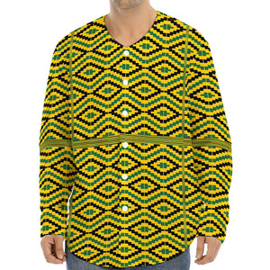 Kente African Pattern Print Long Sleeve Baseball Jersey